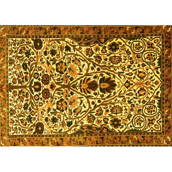 Ahgly Company Indoor Rectangle Persian Yellow Traditional Area Rugs, 7' x 9'