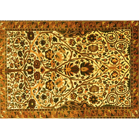 Ahgly Company Indoor Rectangle Persian Yellow Traditional Area Rugs, 5' x 7'
