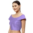 thumbnail image 2 of eloria Women's Art Silk Boat Neck Sari Top Blouse Partywear Sleevless Fillers With backside Zipper, Color : Purple, 2 of 6