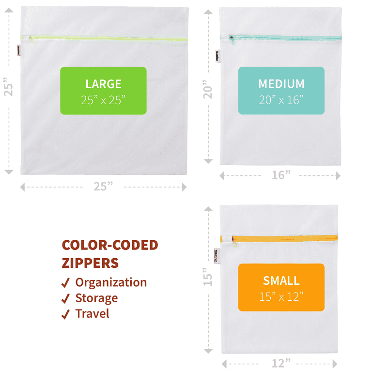 Mesh Laundry Bags 6-Pack Medium 16 x 12 Inch Laundry Wash Bag Colorful  Zipper 690443852634