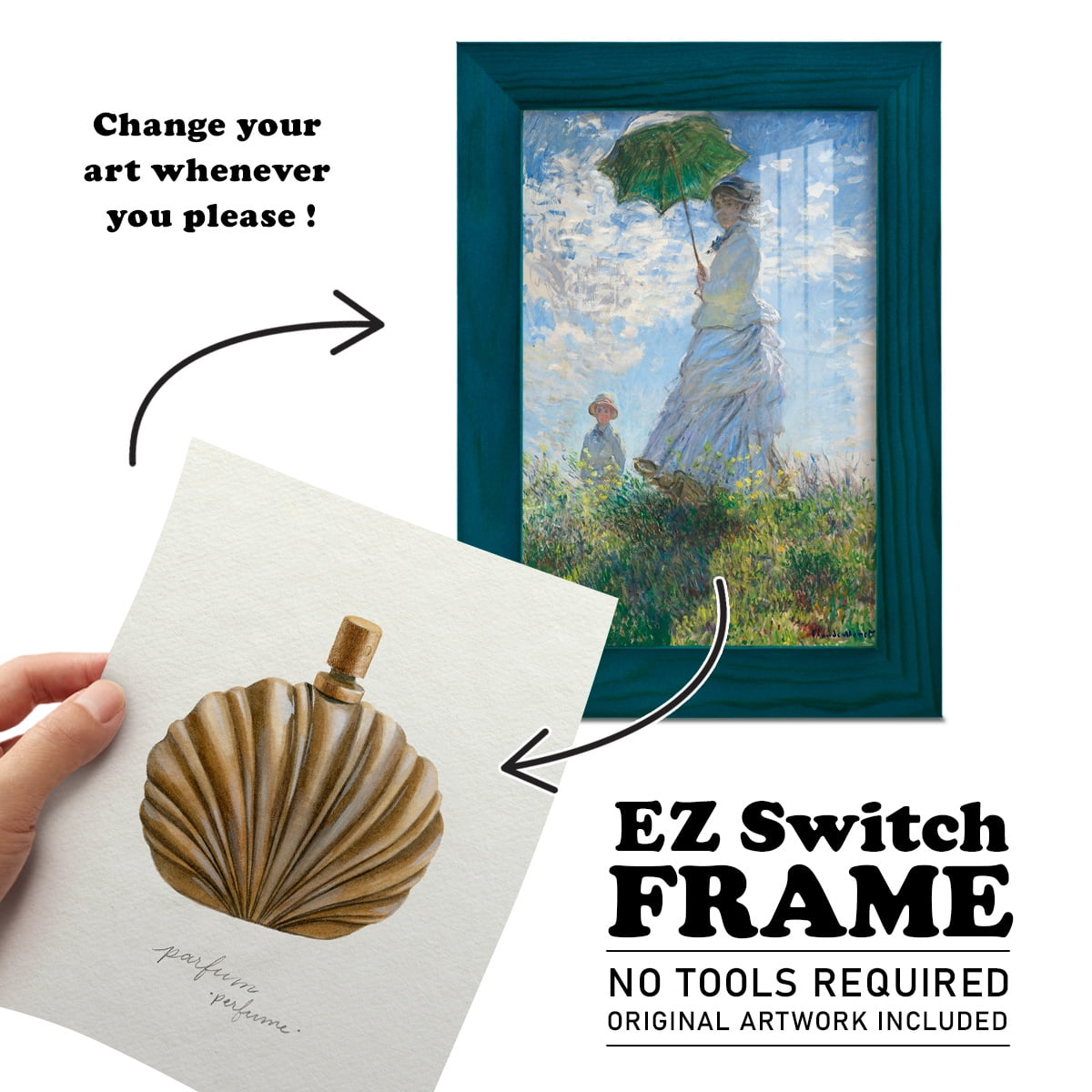 Gilded Toiletries II - Framed Print w/glass - Ocean Blue