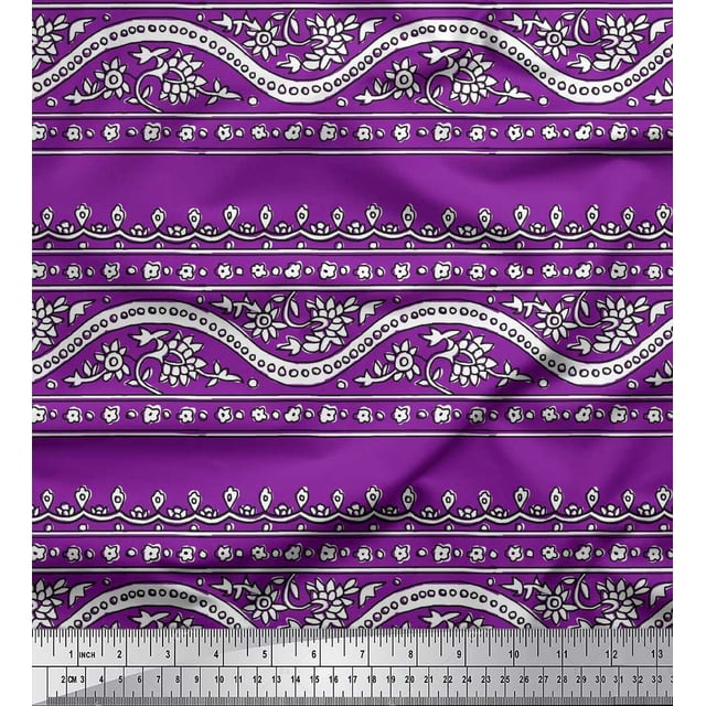 Soimoi Poly Georgette Tissu Feuilles & Floral Bloc Tissu Imprimé 1 Yard 42 Inch Wide