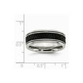 thumbnail image 6 of White Stainless Steel Ring Band Wedding Polished Grooved Genuine Stingray Textured 8mm, 6 of 6