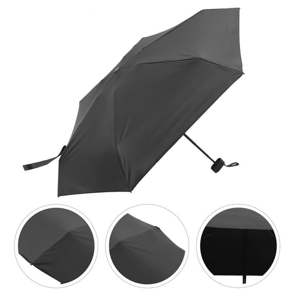 PTOOTP Compact Rain Umbrella for Girls, Black, Lightweight Small Size, Windproof and Portable, 1 Piece
