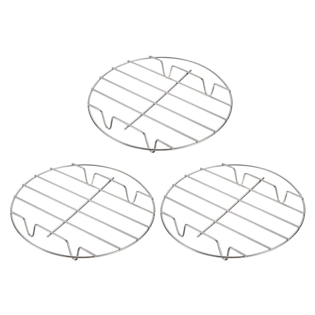 Uxcell 3pcs Round Cooking Rack 7.9" Dia Stainless Steel 1.2" Tall for Cooking, Silver Tone