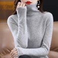 thumbnail image 2 of Suéter de cachemira 100 % de lana para mujer, jersey de cuello alto apilado, suéter de punto cálido de manga larga para invierno, jerséis de cuello alto, 2 of 5