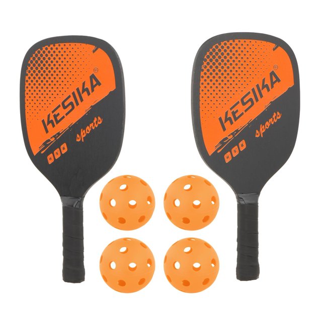 Raquetas Pickleball Pádel de Pelotas Portátil para Hombre Mujer Pádel de Madera Naranja Cola Paletas de pickleball