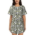 thumbnail image 1 of Balery Panda With Crown And Stars Conjunto de Pijama para Mujer con Estampado, Dos Piezas de Manga Corta y Shorts, Ropa de Dormir Suave con Cuello Redondo y Bolsillos-4X-Large, 1 of 6