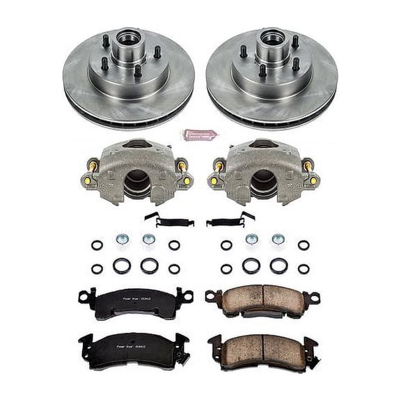 PowerStop Front Stock Replacement Brake Pad and Rotor Kit with Calipers Fits: CADILLAC Select Models KCOE4539