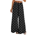 thumbnail image 2 of ClodeEU Women Elastic High Waist Polka Dot Wide Leg Palazzo Pants,Casual Loose Flowy Trousers ,Women's Plus L, 2 of 5