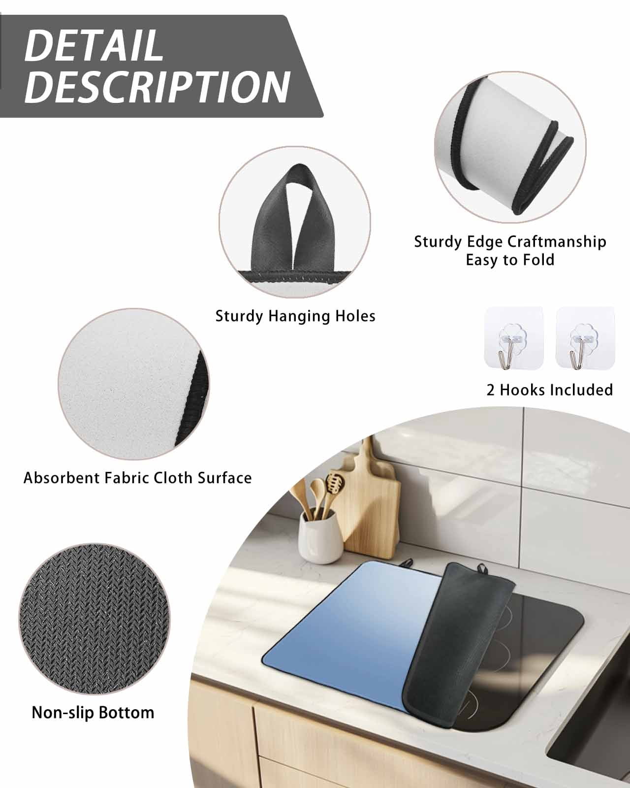 Stove Top Covers for Electric Stove, Blue Ombre Glass Stovetop Cover Protector, Modern Minimalist Gradient Aesthetic Induction Cooktop Protector Oven Mat for Kitchen Countertop 24"x21"