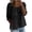 Black, variant on Women Three Quarter Long Sleeve Babydoll Tunic Top Scoop Neck 3D Floral Applique Patchwork Gathered Waist Loose Flow Side Pocket Summer Blouse Black S