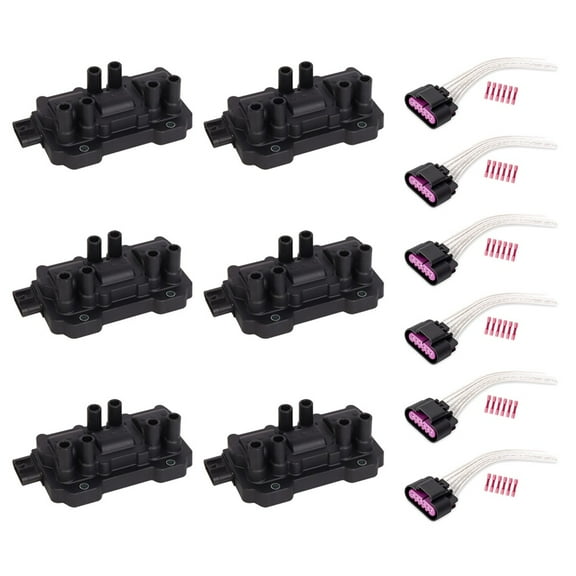 Set of 6 ISA Ignition Coil & 6 Ignition Coil Connector for 2007-2009 Chevrolet Uplander 2007-2010 Pontiac G6 V6 3.4L 3.5L 3.9L 4.3L Replacement For UF434,S1479