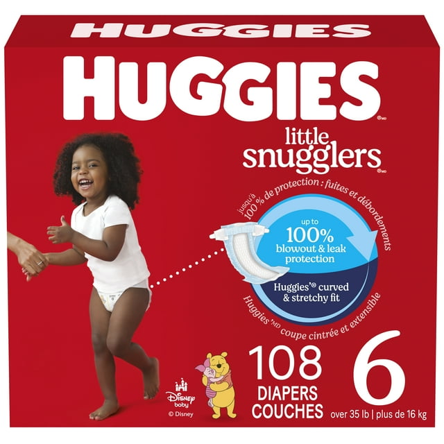 HUGGIES Little Snugglers Baby Diapers, Econo pack, Size 6, 108 Count