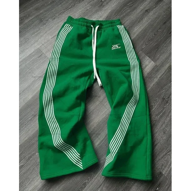Y2K-Pantalones rectos a rayas para hombre y mujer, ropa de calle Vintage, Hip hop coreano, pantalones de chándal sueltos para pareja