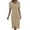 Khaki, variant on Women's Button Front V-Neck Dress, Bubble Sleeve Design with Asymmetric Hem Casual Day Dress, Unique and Fashionable for Dates, Daily Outings, and Relaxed Style Blue