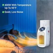 Aiwa Outlet Plug-in Electric Space Heater, Mini Heater with Adjustable Temperature Control, White