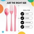 thumbnail image 2 of 150-Piece Hot Pink Disposable Silverware -Pink Plastic Spoons Forks Knives Cutlery Combo Set, 2 of 7