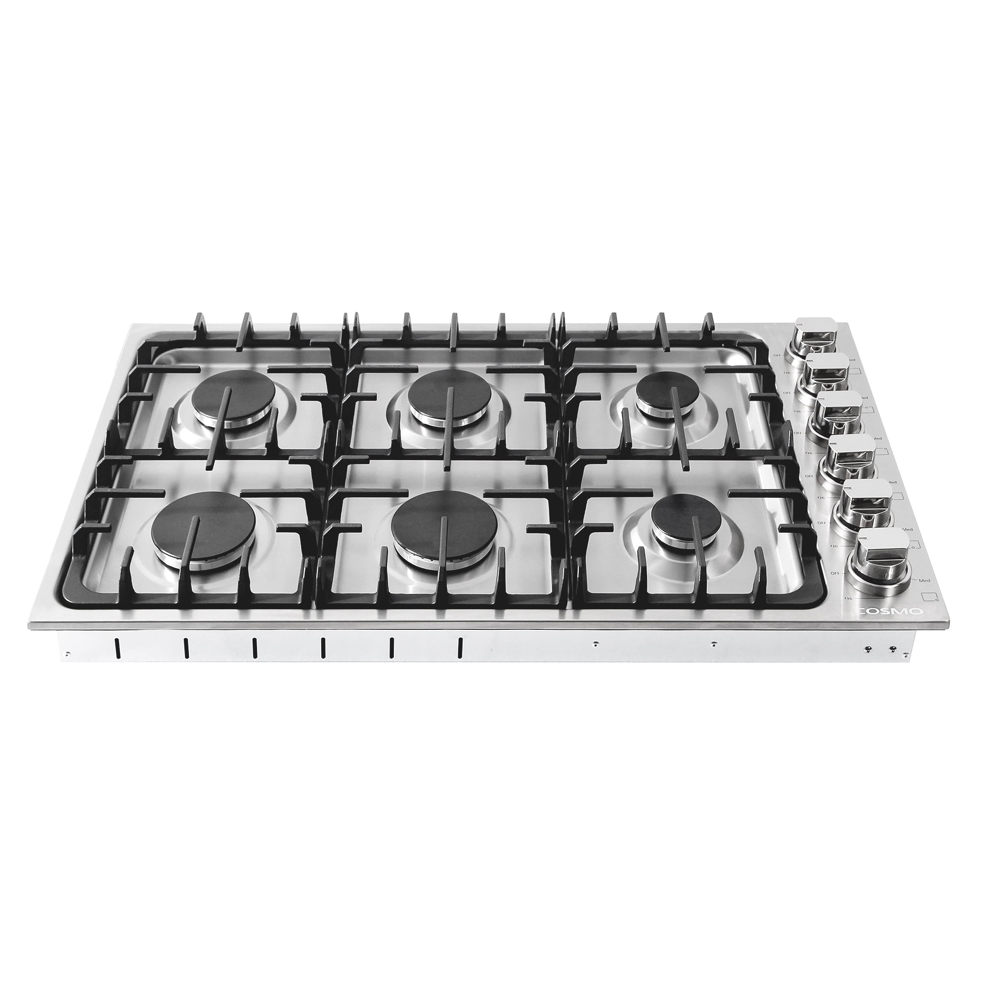 Gas Cooktop with 6 Sealed Italian Made Burners in Stainless Steel