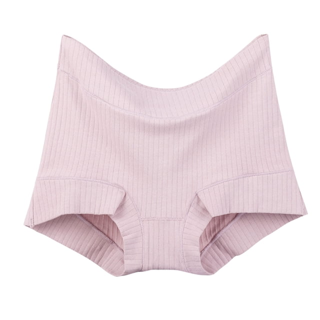 Timegard Plus Size Panties for Women Ribbed High Waist Full Coverage Comfort Briefs Solid Color Underwear