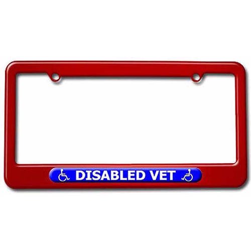 Disabled Vet, Handicapped Veteran License Plate Tag Frame, Multiple Colors