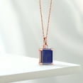 thumbnail image 4 of Gem Stone King 18K Rose Gold Plated Silver Blue Lapis and White Created Sapphire Pendant Necklace for Women (3.04 Cttw, Gemstone Birthstone, Emerald Cut 10X8MM with 18 inch Silver Chain), 4 of 4