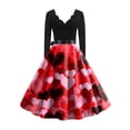thumbnail image 4 of Valentines Day Dresses Fit and Flare Dress with Heart Print Pattern Ribbon Waist for Women Vintage Hot Pink S, 4 of 4