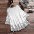 thumbnail image 3 of Women Vintage Lace Patchwork V-neck Flare Sleeve Ruffle Blouses, 3 of 4