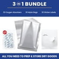 thumbnail image 7 of 30 Wallaby Mylar Bags - Bundle - 1 Gallon (5 Mil) with 30 400cc Oxygen Absorbers, 30 Sticker Labels - Heat Sealable, Food Safe, Long Term Food Storage & Survival - Silver, 7 of 7