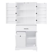 Modern Bathroom Storage Cabinet with Doors Drawers Tilt-Out Laundry Hamper