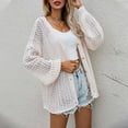 thumbnail image 2 of Fesfesfes Women Sweater Coat Top Solid Color Cardigan Loose Hollow Out Long Sleeve Sweater Coat, 2 of 9