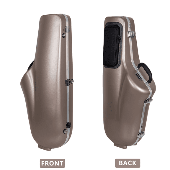 Crossrock ABS Tenor Saxophone Case – Contoured Champagne Finish, Burgundy Velvet Interior, Accessory Pocket, Security Lock & Detachable Strap