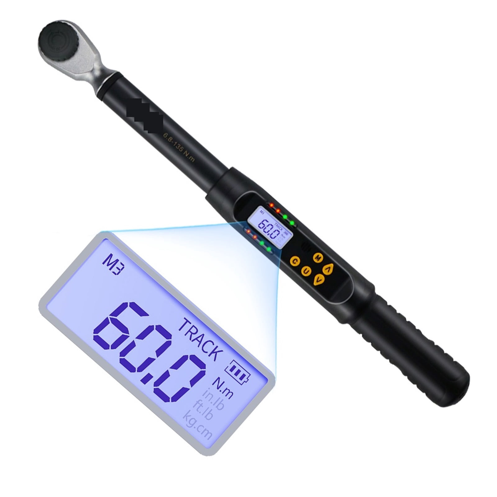 3/8" 1/2" Digital Torque Wrench Professional Adjustable High Accuracy Data Save Bike Car Bicycle Repair Torque Tool Key ,Versatile Torque Units