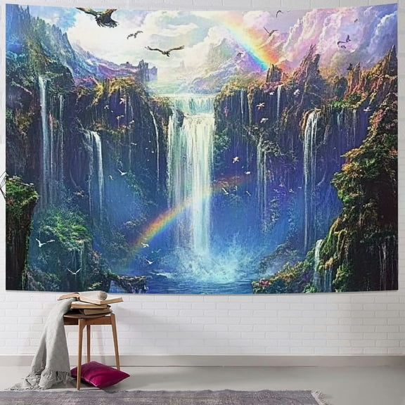 BCIIG Fantasy World Forest Tapestry Fairy Tale World Landscape Flying Dragon Tapestries,Wall Blanket Wall Art for Home Living Room Dorm Decor 40x30inch