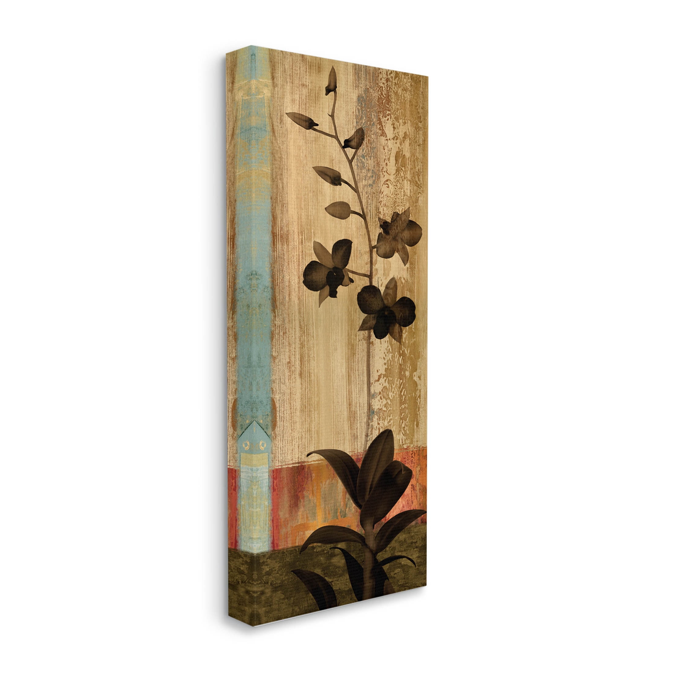 Orchid Silhouette Modern Linear Shapes Botanical & Floral Graphic Art Gallery Wrapped Canvas Print Wall Art