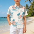 thumbnail image 2 of WUANDIXFA Kids Vibrant Hawaiian Shirt Beach Party Style Boy's Girl's Fun Print (Mint Green, 7-8 Years), 2 of 7
