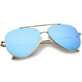 thumbnail image 4 of sunglassLA Female Mod Fashion Teardrop Rimless Mirror Flat Lens Metal Frame Aviator Sunglasses 58mm (Gold / Blue Mirror) - 58mm, 4 of 4