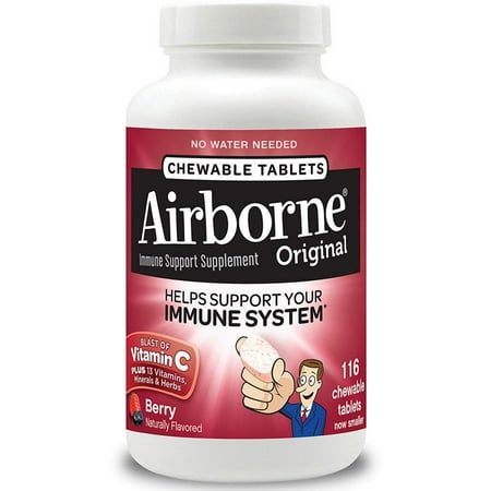 Airborne Berry Chewable Tablets 1000mg of Vitamin C - Immune Support Supplement 116