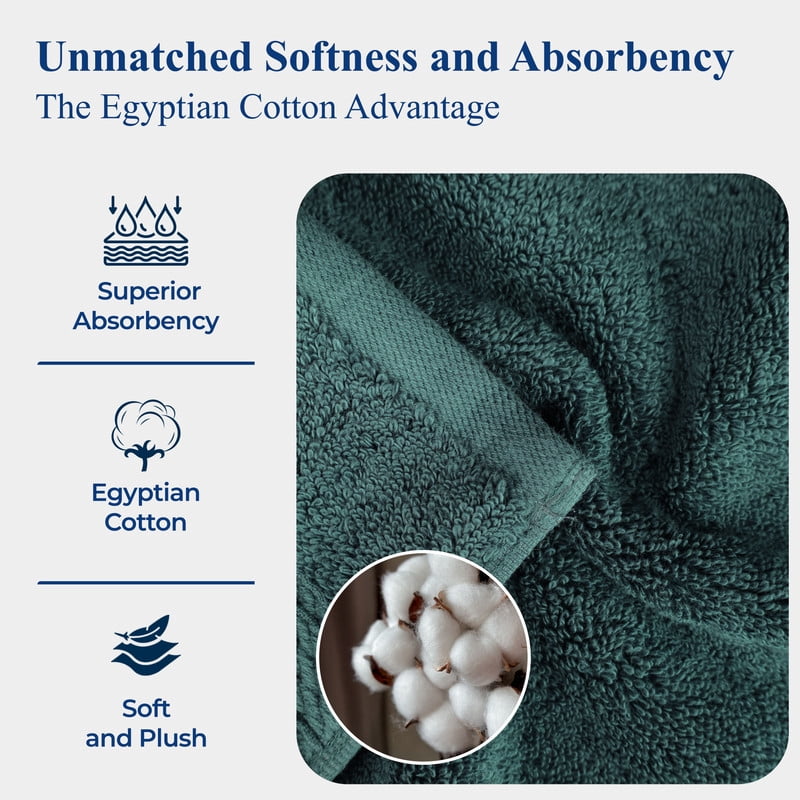 Superior 800 GSM Egyptian Cotton 10-Piece Towel Set, Soft Ultra Absorbent Towels, Light Blue