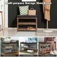 thumbnail image 4 of Gymax 2-Tier Wooden Shoe Rack Bench w/Padded Seat for Entryway Bedroom Brown, 4 of 10