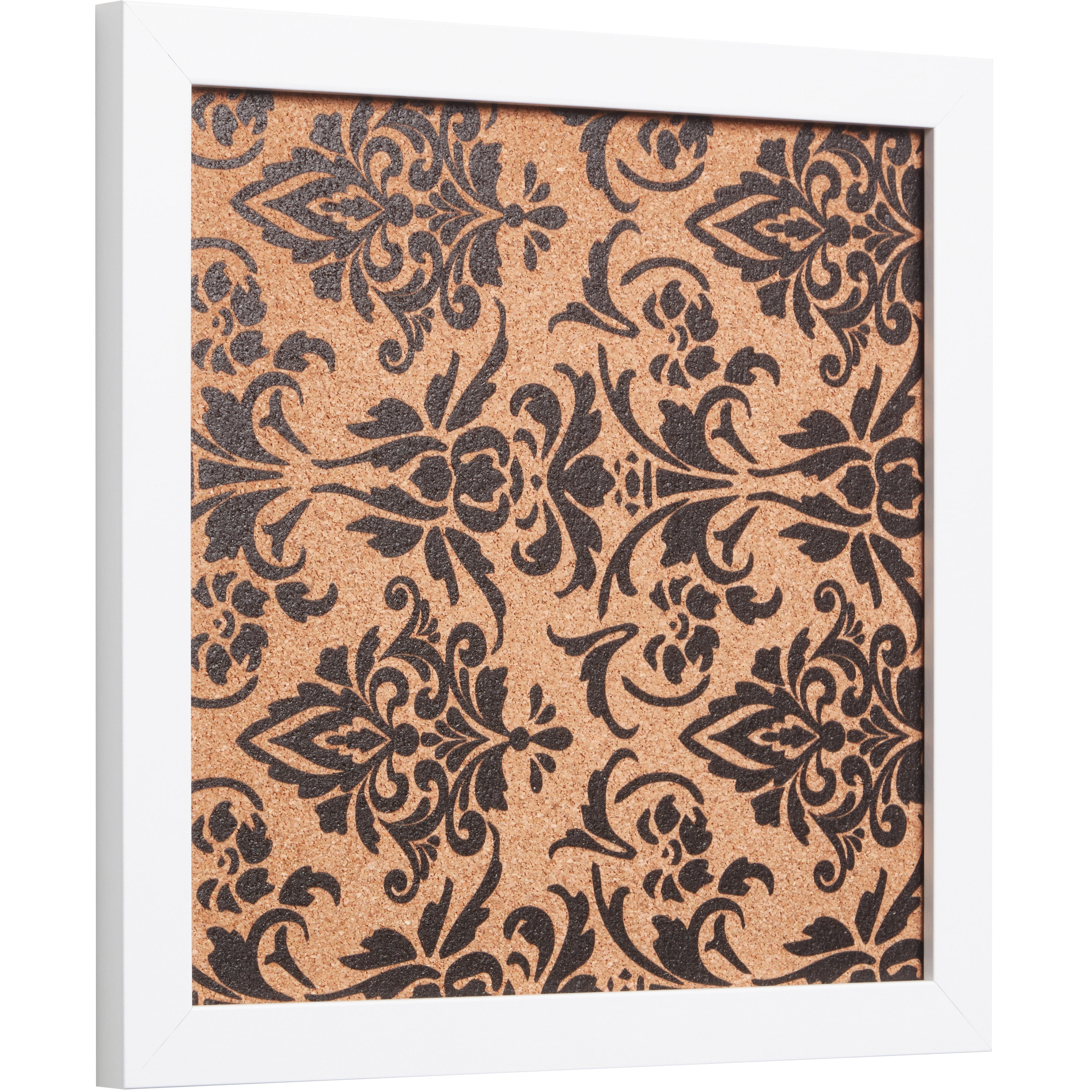 Craig Frames Decorative Cork Bulletin Board, 12x12 Inch, White Frame with Fleur de Lis Pattern
