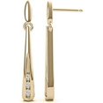 thumbnail image 2 of 14K Yellow Gold 1/20 Cttw Three Stone Accented Bar Dangling Drop Diamond Earrings for Women (H Color, SI2 Clarity), 2 of 4