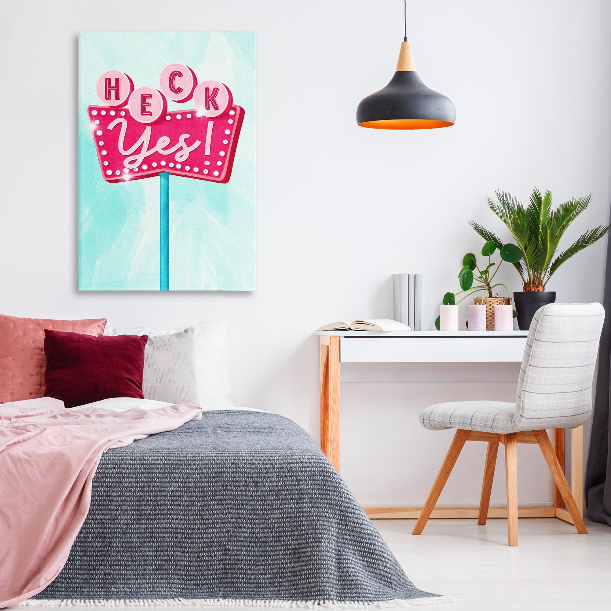 Stupell Industries Retro Heck Yes Typography Painting Gallery Wrapped Canvas Art Print Wall Art, 30 x 45