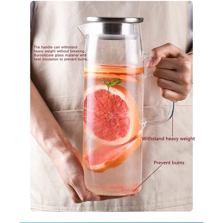 Stainless Steel Filter Pitcher 40OZ Glass Pitcher With Lid - For Hot ...