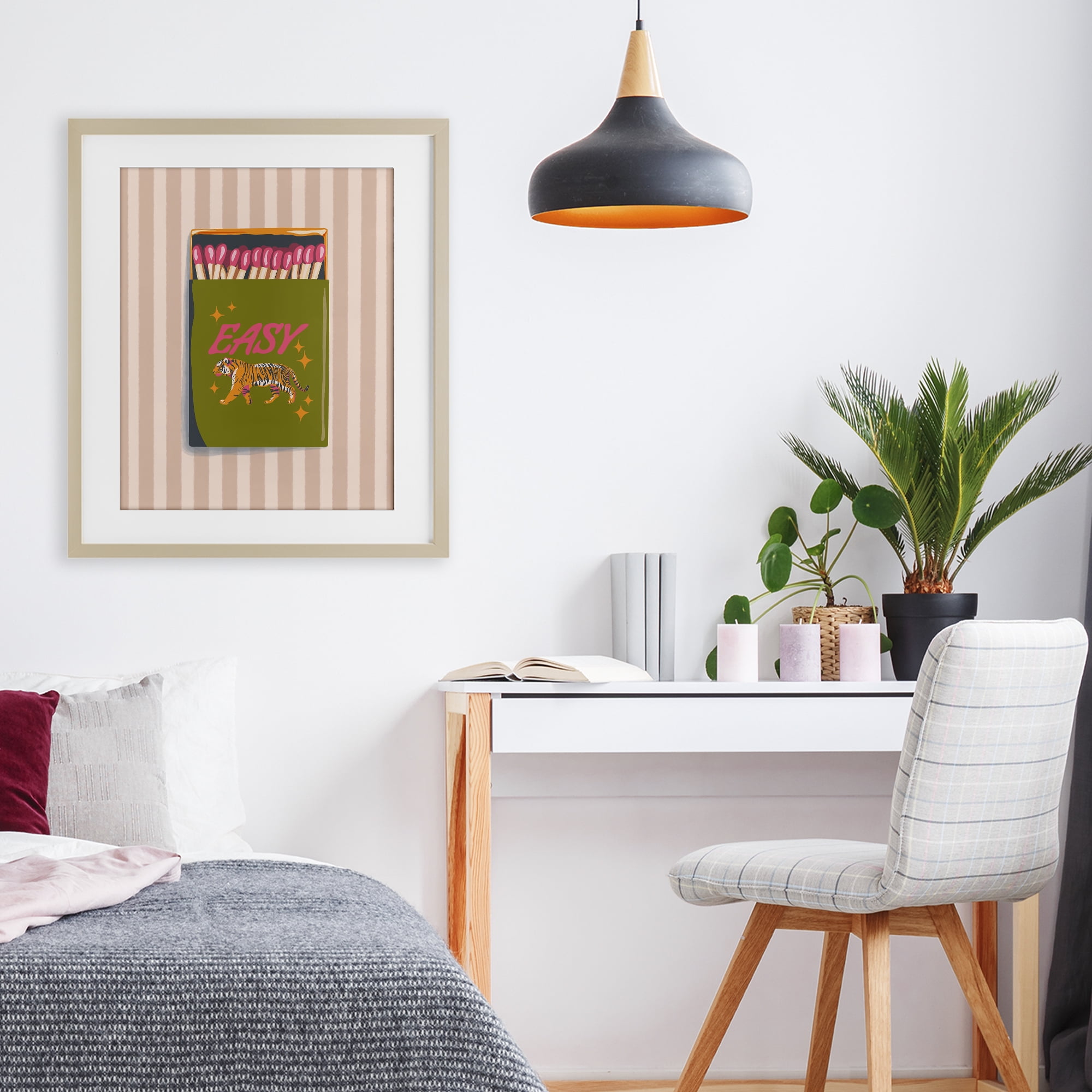 Easy Tiger Retro Matches Birch Framed Print Under Glass, design by Elyse Anastacia