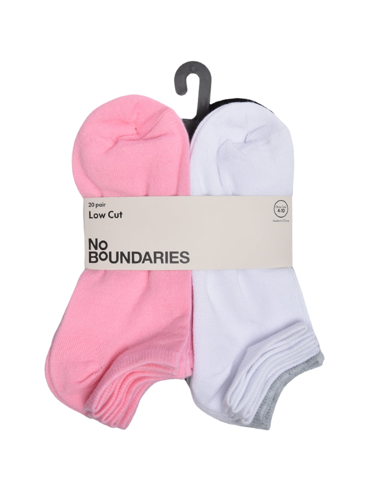 No Boundaries Womens Low-Cut Socks, 20-Pack, Shoe Size 4-10