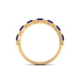 thumbnail image 3 of Rosec Jewels Princess Cut Lab Grown Blue Sapphire Half Eternity Band - Certified Blue Sapphire Diamond Ring - AAAA Quality, 10K Yellow Gold, US 5.00, 3 of 9