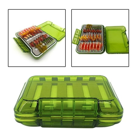 kesoto Waterproof Fly Box Fishing Tackle Box Multifunction Fishing Accessories Storage Box Transparent Lid 2 Sided Fishing Lures Box