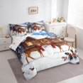 thumbnail image 3 of Manfei Magic Xmas Reindeer Bedding Comforter Set 7pcs for Kids, Kawaii Farmhouse Moose King Bedding Sets, Winter Rustic Cabin Reversible Bed Sheets, Ultra Soft Bedroom Decor, 3 of 7