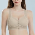 thumbnail image 2 of iHPH7 Wireless Front Closure Bras for Women Senior Comfort Bras Front Button Front Clasp Full Coverage Post Surgery Bra Wireless Bras Front Open Bras for Women Snap Front Bra Beige XXL, 2 of 5